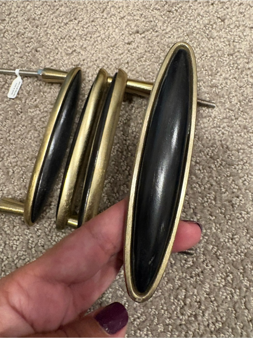 Anthropologie Oval Cabinet Pulls in Black and Aged Gold 4 total in price